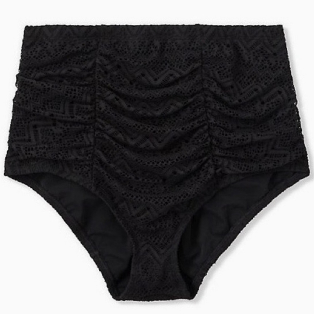 4x High Waisted Ruched Crochet Swim Bottoms